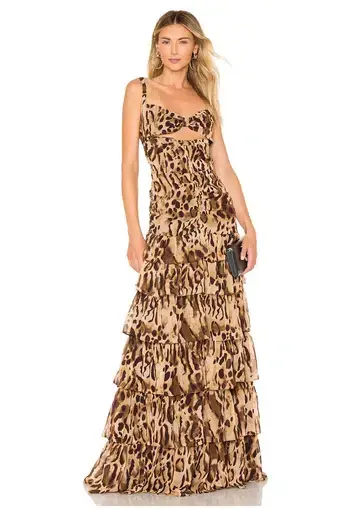 Bronx And Banco Amazon Animal Maxi Dress Brown Print Size AU 8