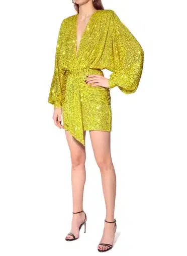 Aggi Sequin Mini Dress Bright Lime Size L / Au 10