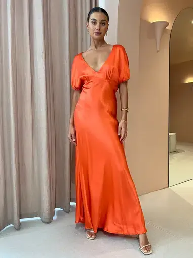 Dominique Healy Adeline Dress in Melon Orange Size 1/AU 8