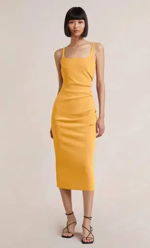 Bec & Bridge Karina Tuck Midi Dress Mango Size 10 / M