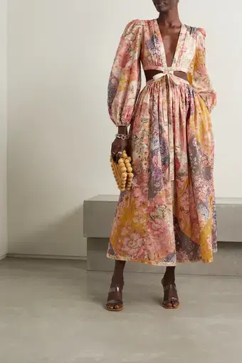 Zimmermann Pattie Patchwork Cutout Dress in Patch Floral

 Size 0 / AU 6-8
