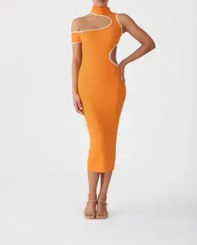 San Sloane Alexandra Midi Dress Orange Size 10 / M