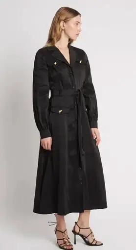 Aje Sophie Shirt Midi Dress Black Size 10 / M