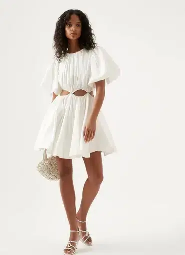 AJE Henriette Cut Out Mini Dress White Size 8
