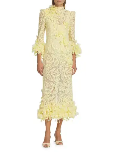 Zimmermann High Tide Lace Midi Dress Lemon Size 1/ AU 10