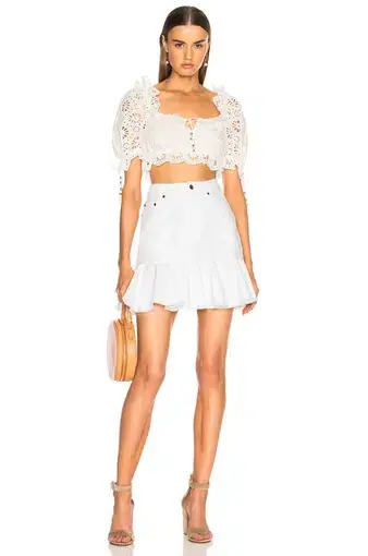 Zimmermann Lumino Daisy Blouse and Flutter Skirt Set Ivory Size 8