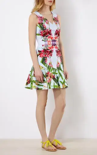 Karen Millen Tropical Floral Mirror Print Mini Dress Size 10