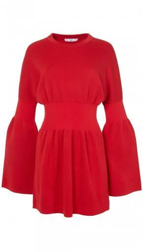Tibi Red Merino Wool Woven Mini Dress size 10