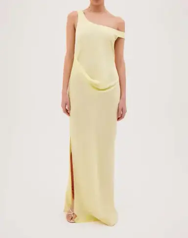 Bianca Spender Leonora Satin Crepe Dress in Lemon 

Size 1 / Au 8