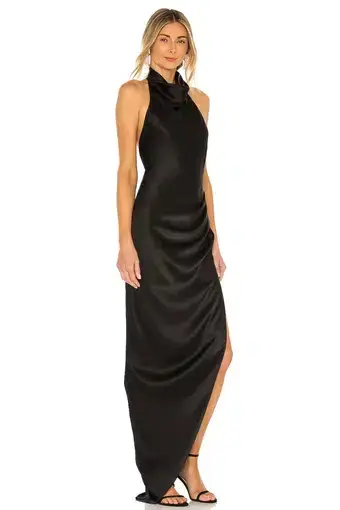 100% silk
Made in USA
Dry clean only
Unlined
Pull-on styling
Halterneck with hook and eye closure
Ruched satin fabric