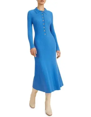 Seed Heritage Polo Button Down Knit Dress in Blue Size XXXS/AU 4