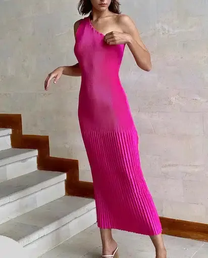 Lidee Soirée One Shoulder Dress Fuchsia Pink Size AU 6