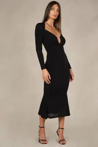Misha Collection Engracia Slinky Jersey Midi Dress Black Size 8