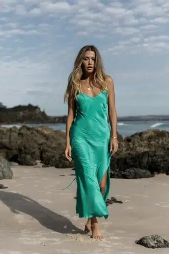 Turquoise Lane Slinky Slip Dress Green Size 10 / M