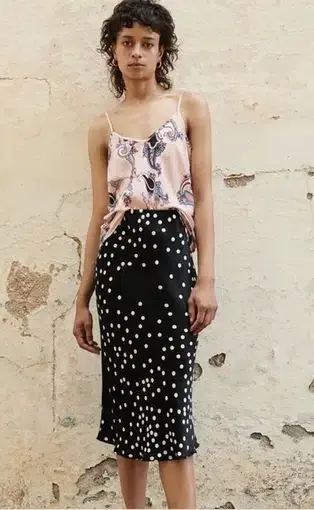 Silk Laundry Bias Cut Broken Dots Skirt Size XS / AU 6