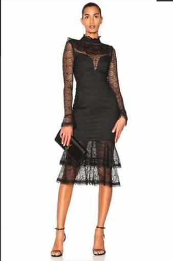 Nicholas Black sheer lace long sleeve dress 