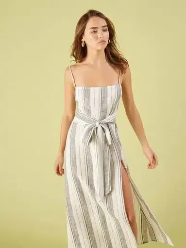 Reformation 'Pineapple' Striped Dress White Size AU 8