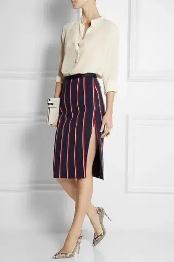 Altuzarra ‘faun’ Striped Skirt Navy Size AU 8