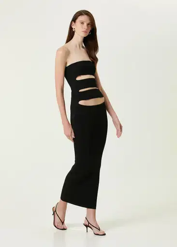 Christopher Esber Strapless Split Micro Knit Dress Black Size 8