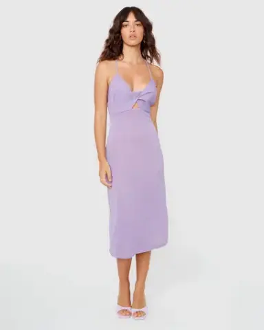 Suboo Asha Twist Front Slip Midi Dress Lilac
Size S / Au 8