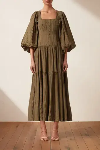 Shona Joy Mila Square Neck Midi Dress Green Size 12 / L