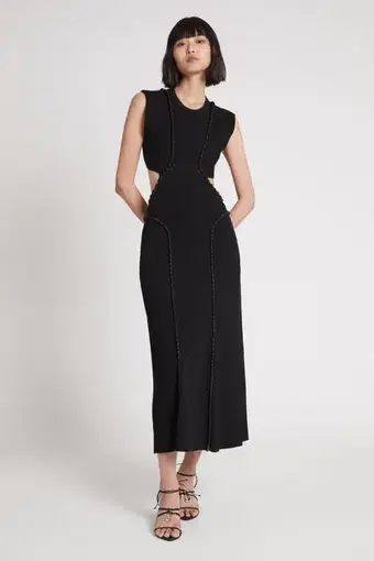 Aje Arp Cut Out Knit Midi Dress Black Size XS/Au 6
