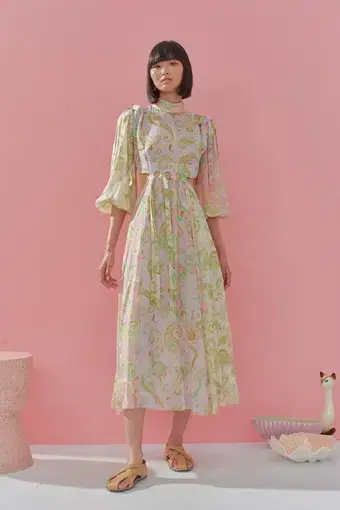 Alemais Marta Cut Out Midi Dress Print Size 12