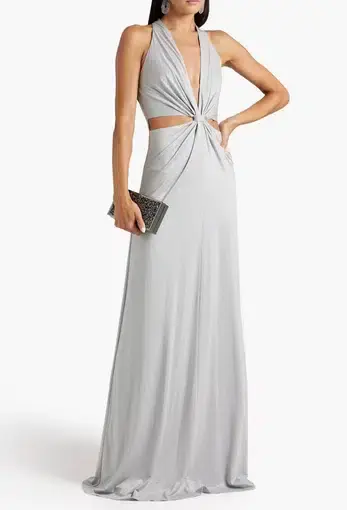 Halston twisted cutout metallic gown Grey Size AU 6