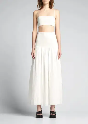 Sir The Label Diana Crop Top & Smocked Maxi Skirt Set Ivory Size 1 / AU 8