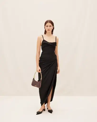 Jacquemus La Robe Saudade Asymmetrical Dress in Black Size 10