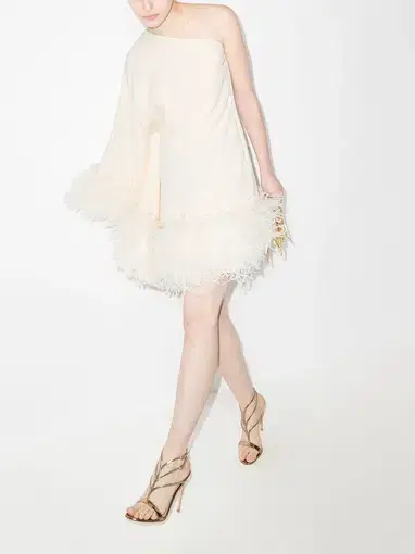 Taller Marmo Piccolo Ubud One-Shoulder Mini Dress in White Size AU 10