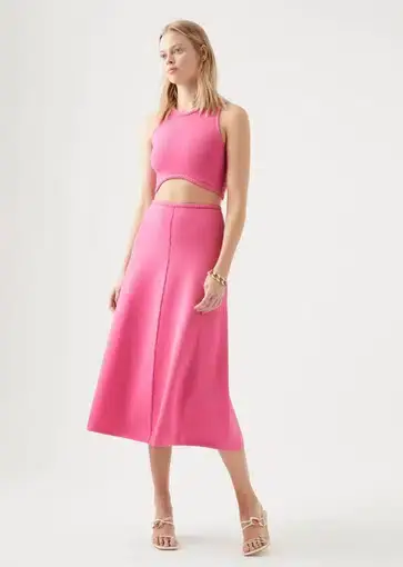 Aje Petal Knit Midi Skirt French Rose Pink Size S / AU 8