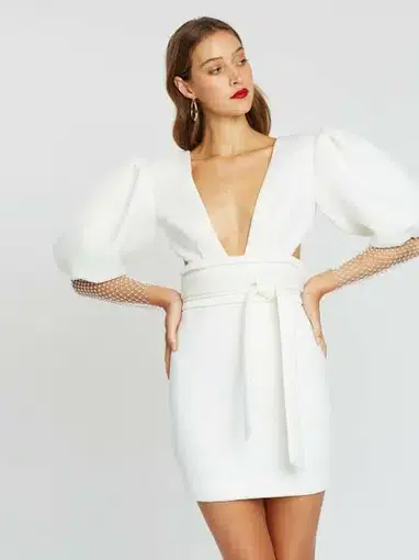 Eliya The Label Gravity Mini Dress White Size L / Au 12