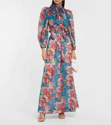 Zimmermann High Tide Pin Tuck Pant in Teal Poppy Floral from Resort 2023 Collection. 

Size 1 / Au 10