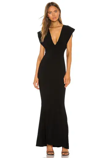 Norma Kamali V Neck Rectangle Gown Black Size 12