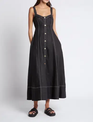 Aje Breathless Stitch Midi Dress Black Size 10