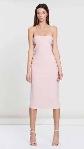 Bec and Bridge Elle Cut Out Midi Dress Pink Size 8