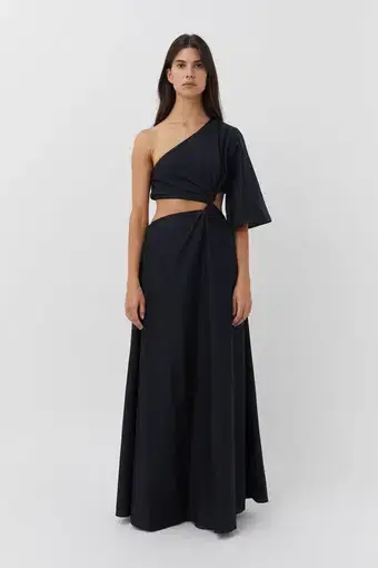 Camilla and Marc Wally One Shoulder Cut Out Maxi Dress in Black Size 14