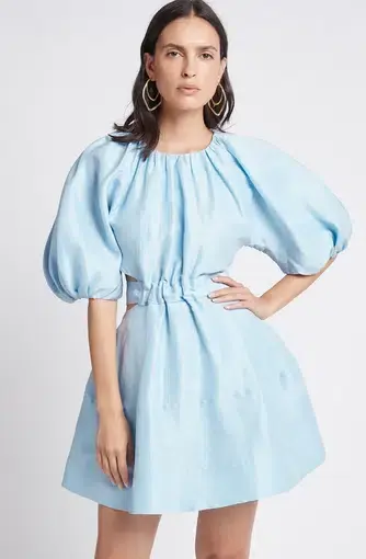 Aje Psychedelia Cut Out Mini Dress Blue Size 4
