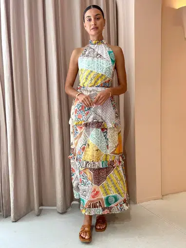 Kate Ford Zellejie Long Layered Dress in Multi Size 8