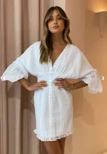 Joslin Taylor Linen Ramie Mini Dress In Optical White Size 6
