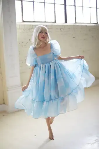 Selkie Head in the Clouds French Puff Dress Blue Size AU 16