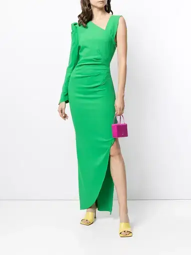 Ginger & Smart Vortex Asymmetric One Shoulder Midi Dress Green Size 10