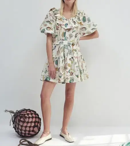 Alemais Wanda Mini Frill Dress in Ivory Size 8
