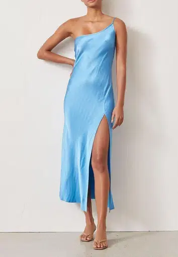 Bec & Bridge Frederic Asymmetrical Midi Dress in Azure Blue Size 8