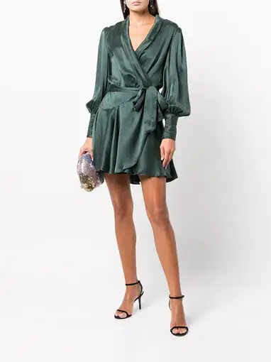 Zimmermann Silk Wrap Mini Dress in Dark Green
Size 0 / Au 6-8