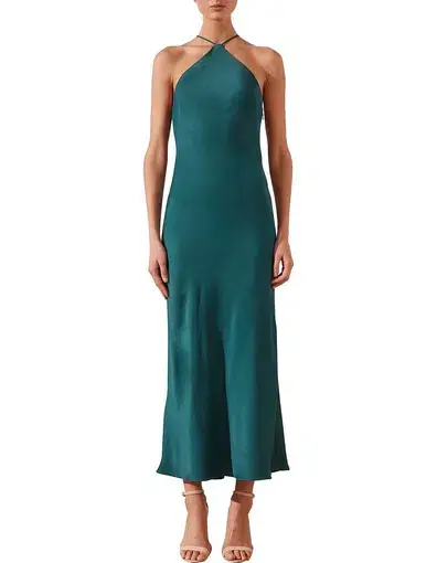Shona Joy Halter Bias Midi Dress in Jade Size 8