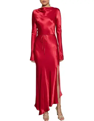 Bec & Bridge Long Sleeved Vision of Love Maxi Dress in Red Size 10