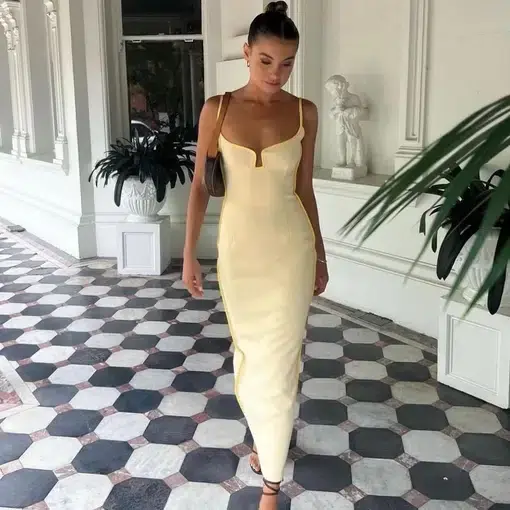 Paris Georgia Marlo Dress In Daffy Yellow Size XS/Au 6