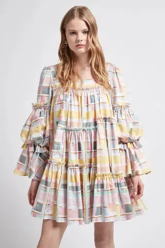 Aje L'Esprit Mini Dress in Summer Check Size 8